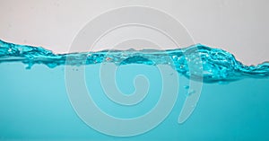 Water wave blue splash background isolated,motion liquid shape stream curve,  bubbles to clean drinking water purity and freshness