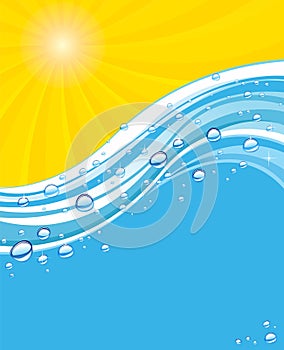 Water wave with bubbles, abstract vector backgroung illustration photo