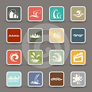 Water wave icons vector