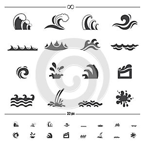 Water wave icons vector
