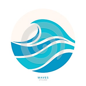 Water Wave Logo abstract design. Cosmetics Surf Sport