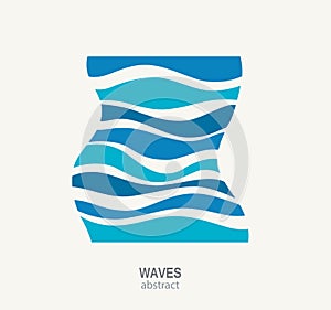 Water Wave Logo abstract design. Cosmetics Surf Sport Logotype c