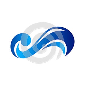 water wave logo, beach waves, sea waves, with a simple blue color