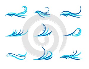 Water Wave Logo Vector Art. Cruise, sails