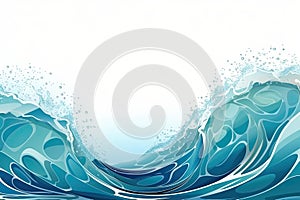 Water wave with oxygen bubbles in the underwater clear liquid flowing up to the water surface,Generative, AI, Illustration