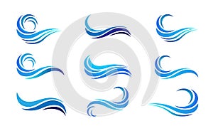 Water wave set sea waves Ocean beach logo Template vector Clean water drop concept logo icon element sign on white background photo