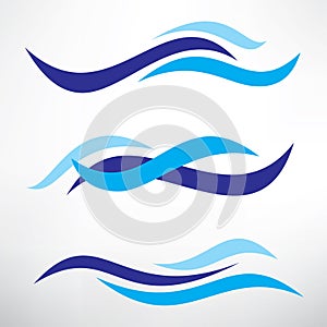 Water wave set of stylized vector symbols