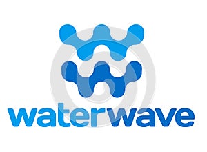 Water wave sign or symbol in blue tones. Isolated