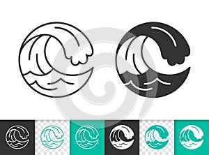 Water wave simple splash black line vector icon