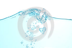 Water wave splash clean blue and bubbles