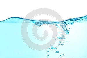 Water wave splash clean blue and bubbles