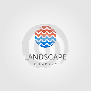 Water wave symbol for river landscape logo label badge design illustration