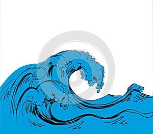 Water wave. Vector line drawind