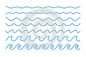 Water wave vector. Waves swaying in lakes and oceans Isolated on white background