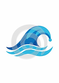 Water wave vector on white background