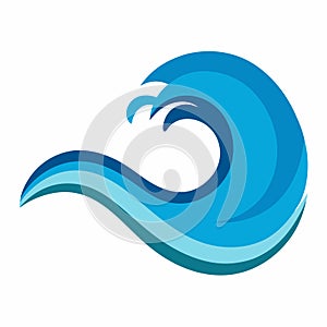 Water wave vector on white background