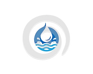 Water Wave And Water Drop Circle Logo Design