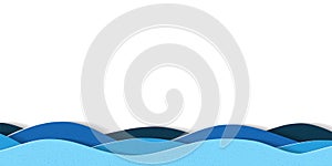 Water waves background with copy space. Abstract multilayered cartoon papercut illustration photo