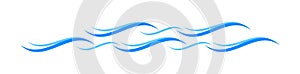 Water waves blue symbol, water ripples light blue, ocean sea surface symbol, aqua flowing graphic