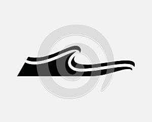 Water Waves Icon Tidal Wave Sea Ocean Tide Tsunami Shape Surfing Black White Icon Vector