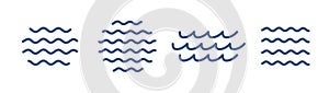 Water waves icons. Editable outline stroke. Vector line.