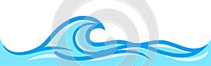 Water waves ocean graphic symbol, light blue color, water ripples light blue, ocean sea surface for banner background, aqua