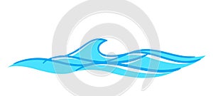 Water waves ocean graphic symbol, light blue color, water ripples light blue and copy space, ocean sea surface for banner