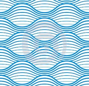 Water waves seamless pattern, vector curve lines abstract repeat tiling background.