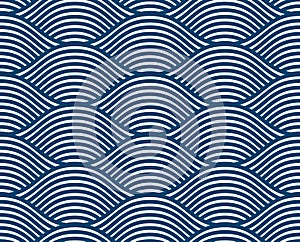 Water waves seamless pattern, vector curve lines abstract repeat