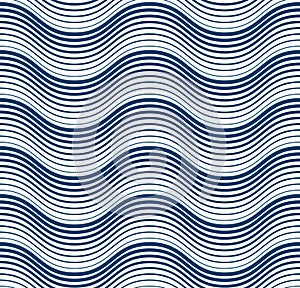 Water waves seamless pattern, vector curve lines abstract repeat