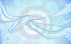 Water waves and splashes isolated on light blue background