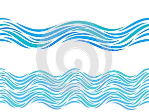 Water waves vector seamless pattern or tattoo ornament