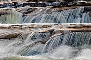 Water Weaving Its Way Down Rocky Ledges