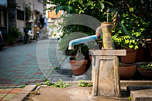 Water well pump in Tokyo downtown shitamachi