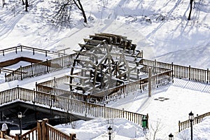Water wheel in winter