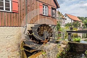 Water wheel in Schiltach village, Baden-Wurttemberg state, Germa