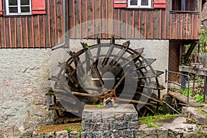 Water wheel in Schiltach village, Baden-Wurttemberg state, Germa