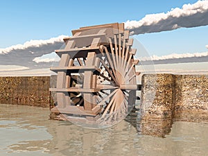 Water wheel at the sea