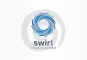 Water whirlpool, aqua, creative symbol concept. Blue swirl, clear spiral mix, spa abstract business logo idea. Clean sea