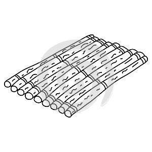 Water wooden raft doodle hand drawn illustration photo