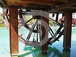 Water wooden Wheel - motion blur on wheel.