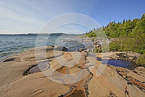 Water and Worn Rocks on a Lonely Coast