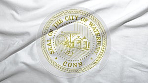 Waterbury of Connecticut of United States flag background