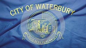 Waterbury of Connecticut of United States flag background