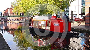The waterbus on the canals of Birmingham, England