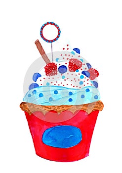 Watercolor 4th of july cupcake