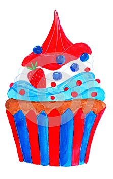 Watercolor 4th of july cupcake