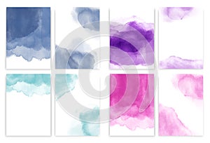 Watercolor abstract aquamarine background, watercolour blue, pink, mint and violet texture.