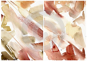 Watercolor abstract background with bordo, beige and pink spots. Hand painted illustration isolated on white background