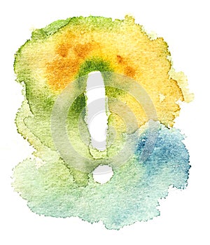 Watercolor abstract background with exclamation mark.